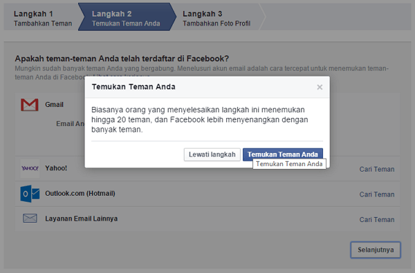 menambahkan teman lewat email