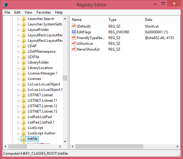 cara menghilangkan tanda panah shortcut desktop di Windows lewat registry editor