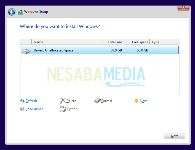 tahap partisi pada install ulang windows 8