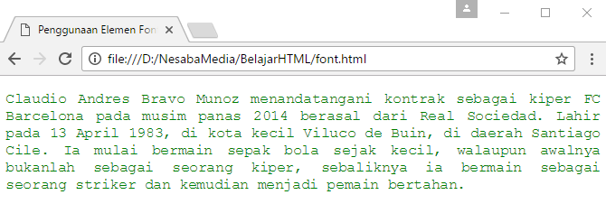 penggunaan tag font di html