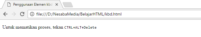 Penggunaan tag kbd di html