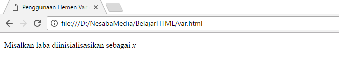 penggunaan tag var di html