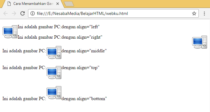 penggunaan align pada gambar
