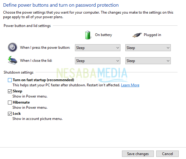 pilih save changes untuk menyimpan perubahan