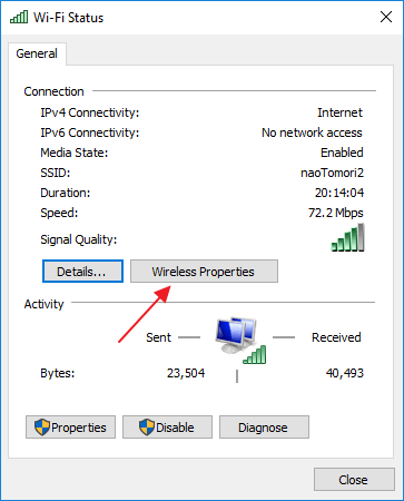  pilih tombol Wireless Properties