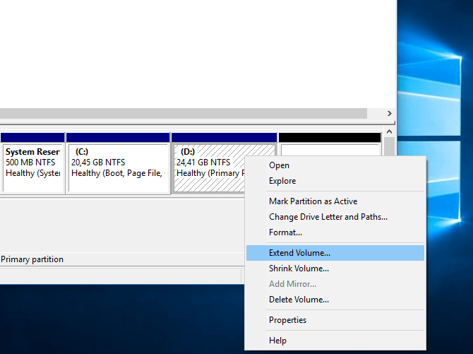 pilih extend partition