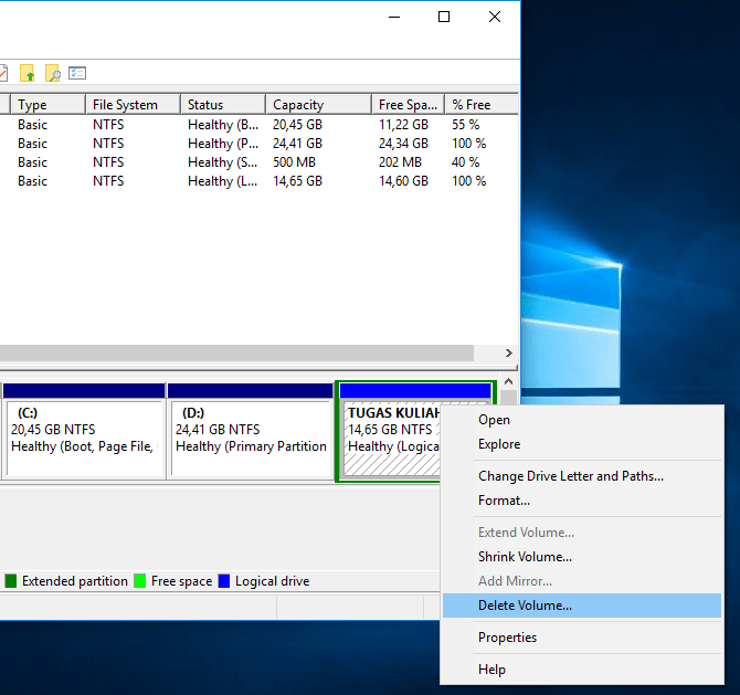 cara partisi hardisk windows 10 tanpa instal ulang