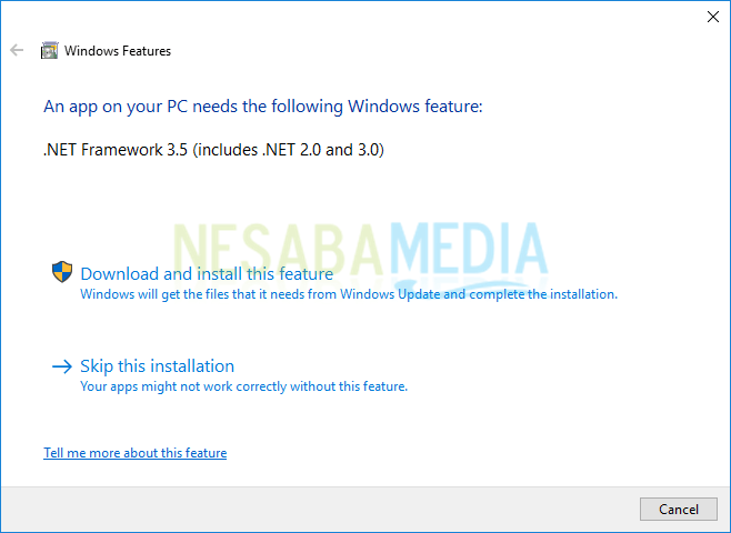 Tutorial Cara Install NET Framework 3.5 di Windows 10 Secara Offline