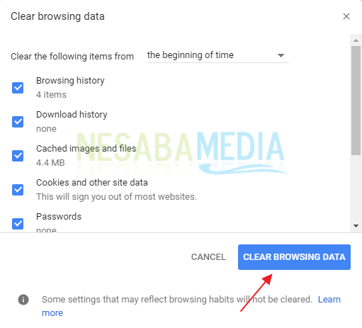 clear browsing data Google Chrome