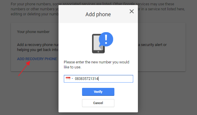 menambahkan nomor ponsel di gmail 7