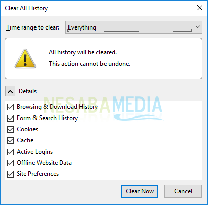 clear history untuk pengguna mozilla