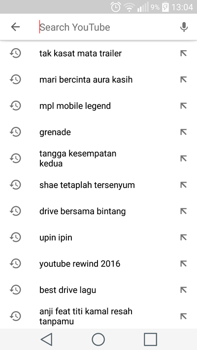 cara menghapus riwayat pencarian youtube