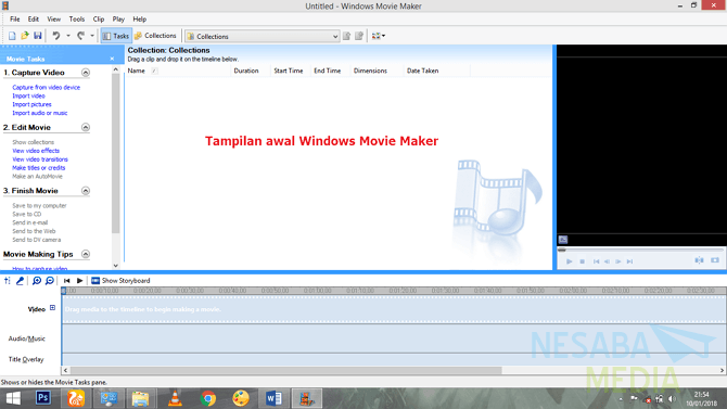 buka dan jalankan Windows Movie Maker