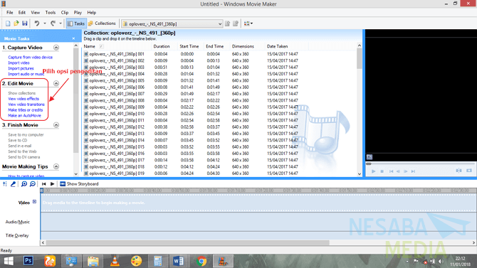 cara mengedit video dengan Movie Maker