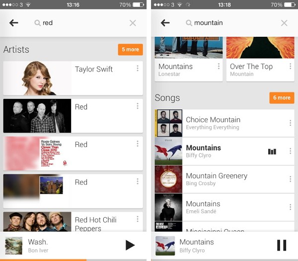 Tampilan Google Play Music