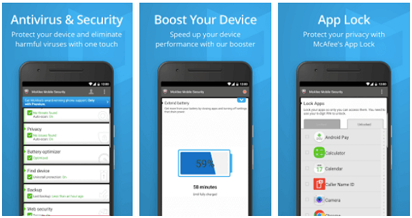 Tampilan McAfee Mobile Security