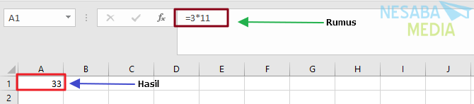 rumus perkalian di Excel