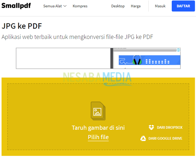 cara mengubah JPG ke PDF Online