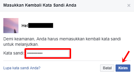 Langkah 10 - isi password lalu kirim