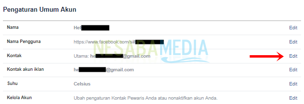 Langkah 3 - pilih edit pada kontak