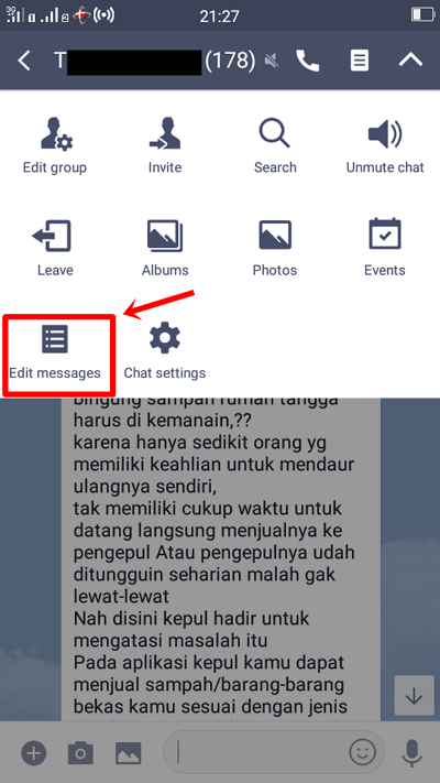 Langkah 3 - pilih ikon tanda panah ke bawah lalu pilih edit messages