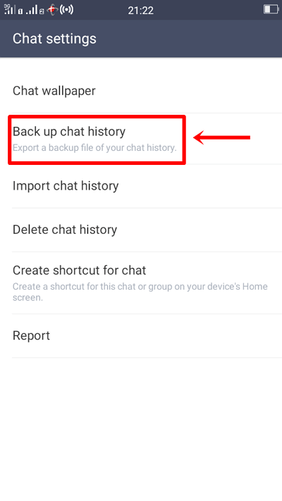 cara backup chat line ke email