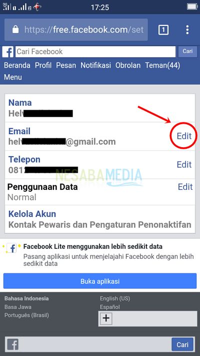 Langkah 4 - pilih edit pada email