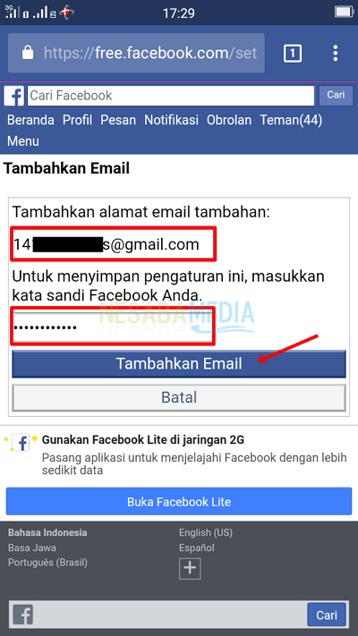 Langkah 6 - isi email baru, pass, lalu klik tambahkan email