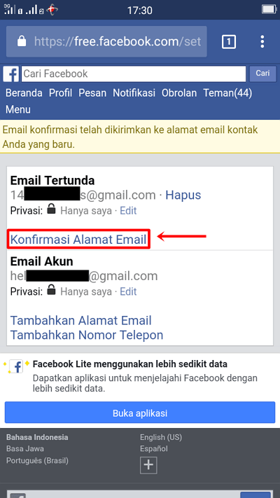 Langkah 7 - pilih konfirmasi alamat email