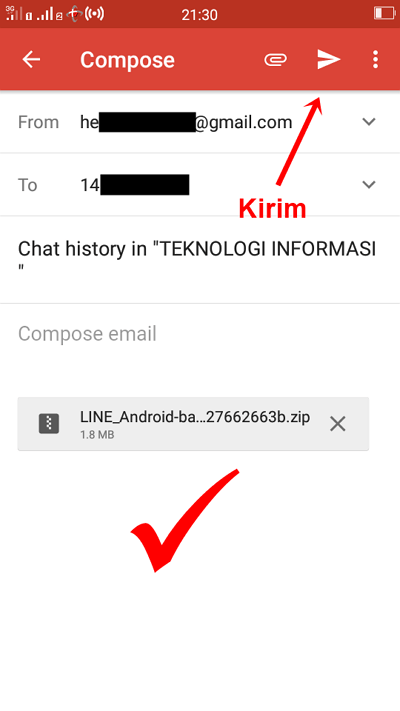 Langkah 9 - kirim dan berhasil