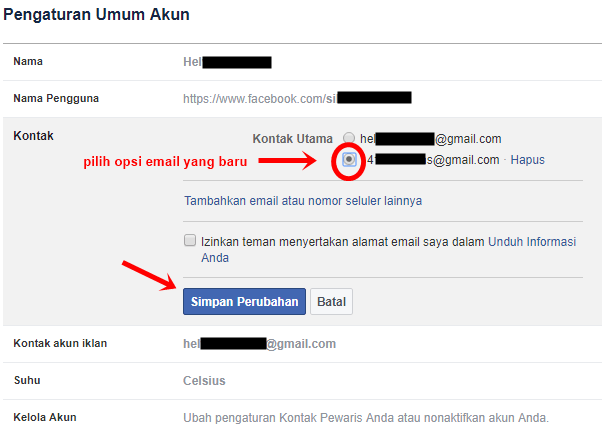 cara mengganti email facebook lewat HP Android