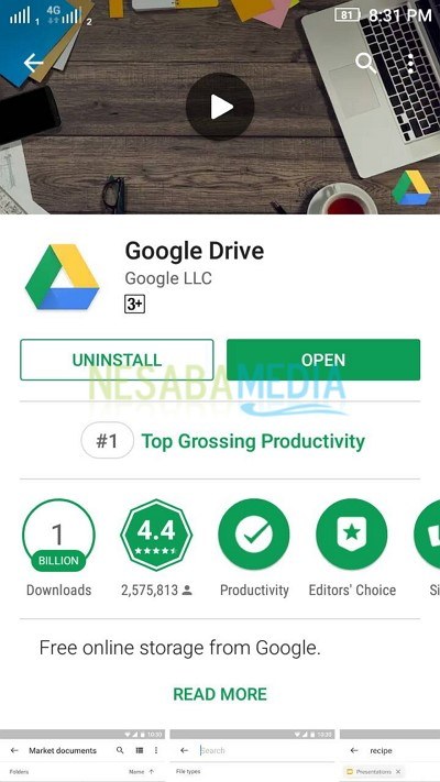 cara menghapus file di google drive di hp android