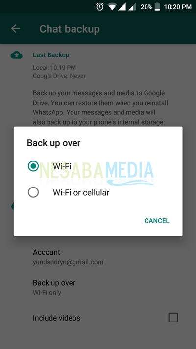 Cara Backup Whatsapp di HP Android