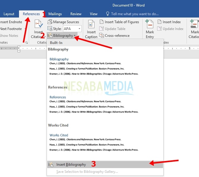 cara membuat daftar pustaka di word