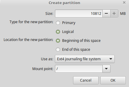 Langkah 10 -create partition logical, ok