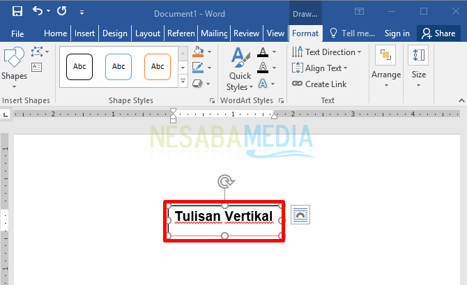 cara membuat teks atau tulisan menjadi vertikal untuk pemula