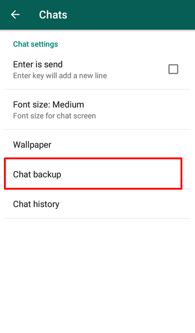 Langkah 4 - pilih chat backup