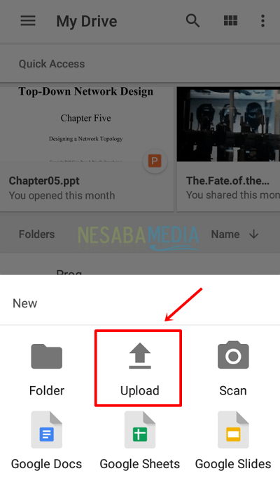 Langkah 5 - pilih upload