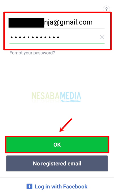 Langkah 8 - masukkan email dan password dan OK