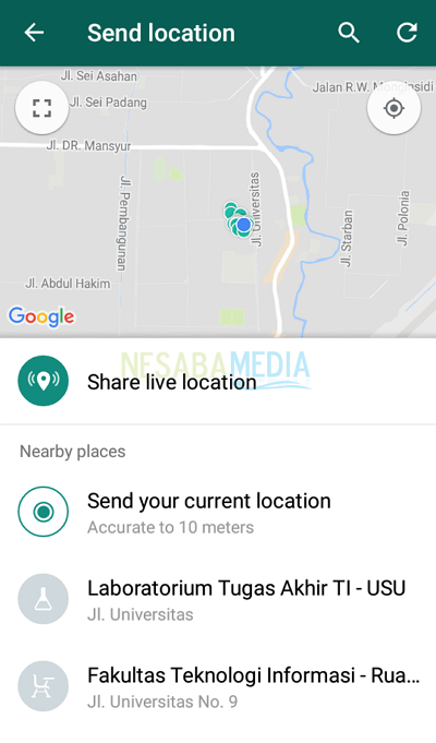 cara share lokasi lewat whatsapp