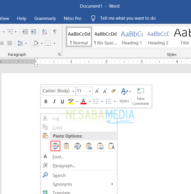 Memindahkan Tabel dari Excel ke Word 4