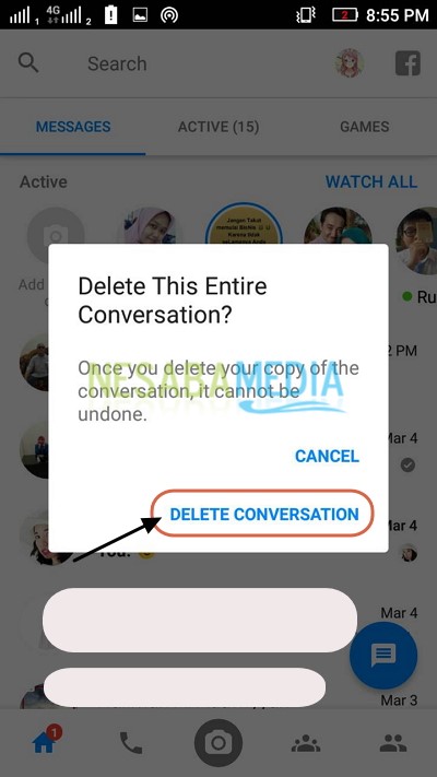 cara menghapus pesan di messenger