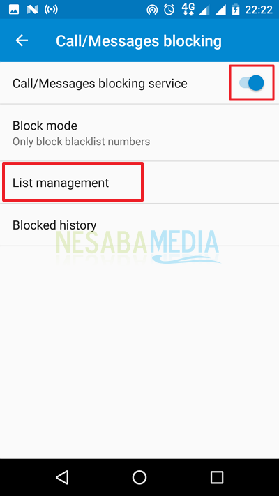 klik Call/Messages blocking