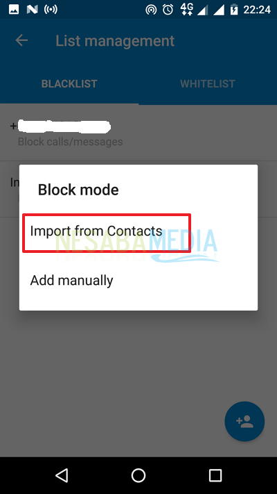 klik Import form Contacts