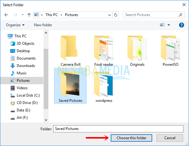 Langkah 3 - pilih folder