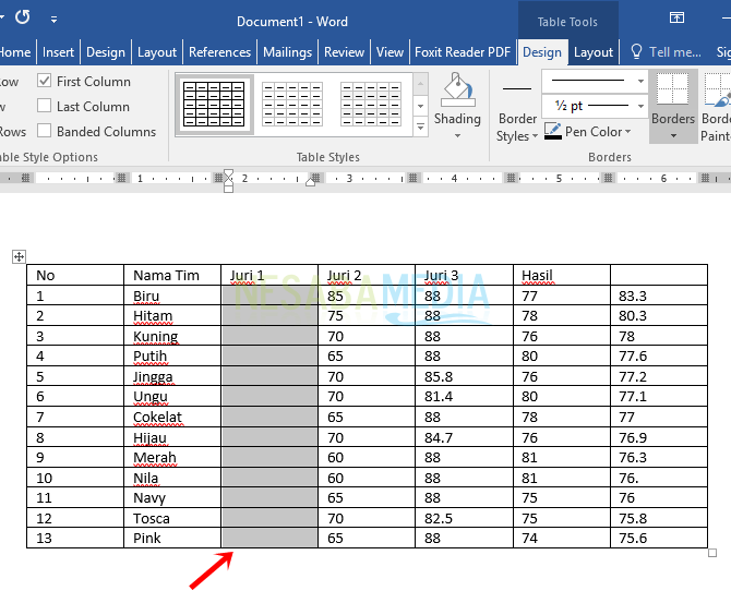 cara membuat tabel di word 2007