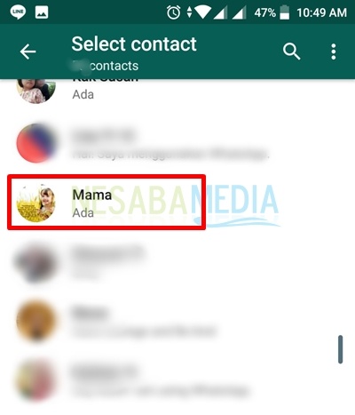 contact was added in wa