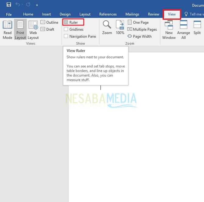cara menampilkan ruler di word untuk pemula