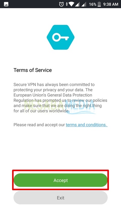 Acceptance of terms of service