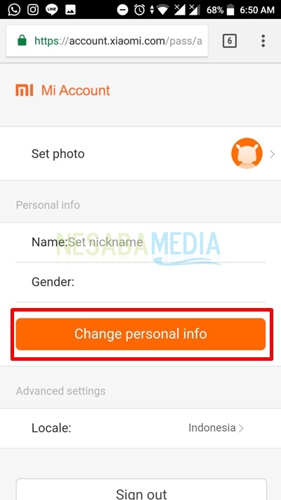 change personal info